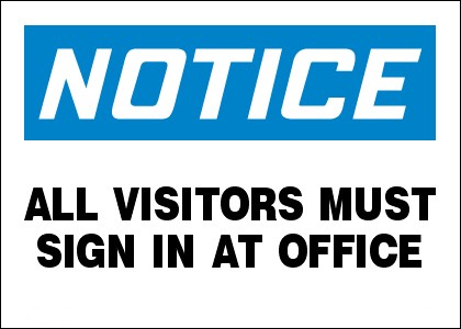 Visitor Sign in notice